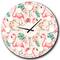 Designart 'Tropical Botanicals, Flowers And Flamingo Ii Mid-Century Modern Wall Clock